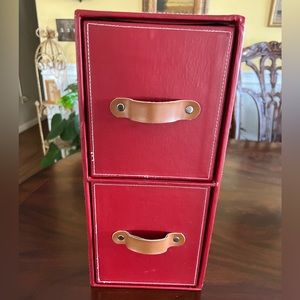 Sturdy Red Vinyl 2-Drawer Vertical Cardboard Cabinet